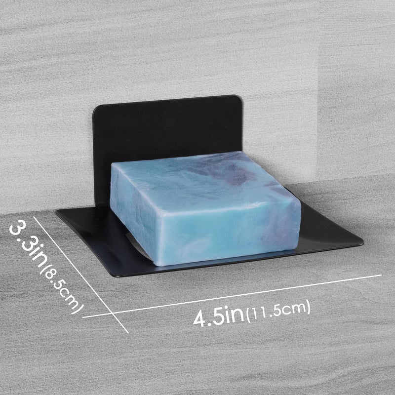 LUEXBOX Soap Dish for Shower  5 Slot Self-Adhesive Soap Holder for Bathroom  Wall Mounted Shower Soap Holder  Stainless Steel Soap Tray Black - Image 4